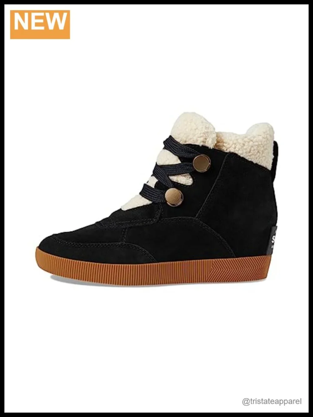 Waterproof Suede Ankle Wedge Boots Faux Shearling Winter Snow Booties